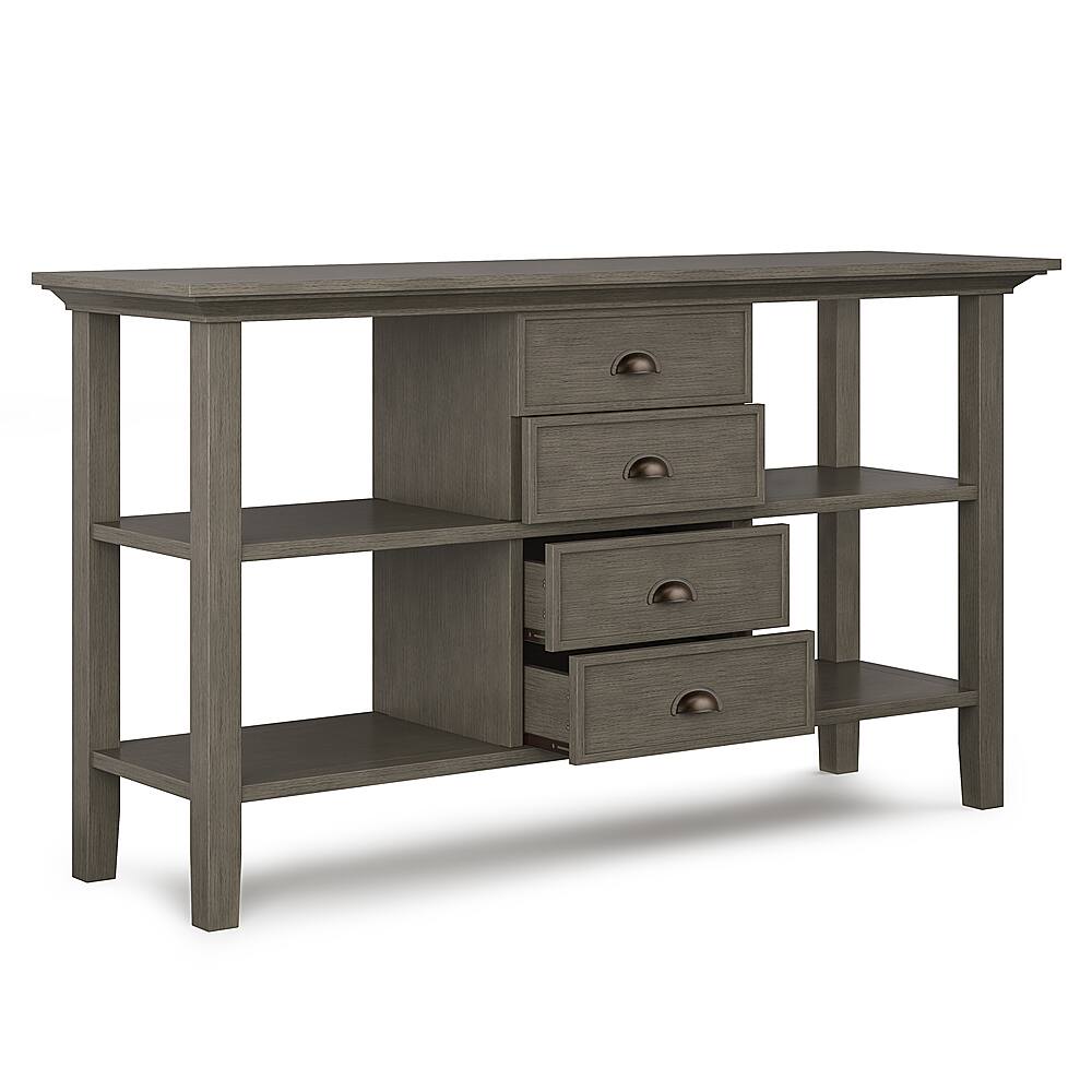 Left View: Simpli Home - Redmond SOLID WOOD 54 inch Wide Transitional Console Sofa Table in - Farmhouse Grey