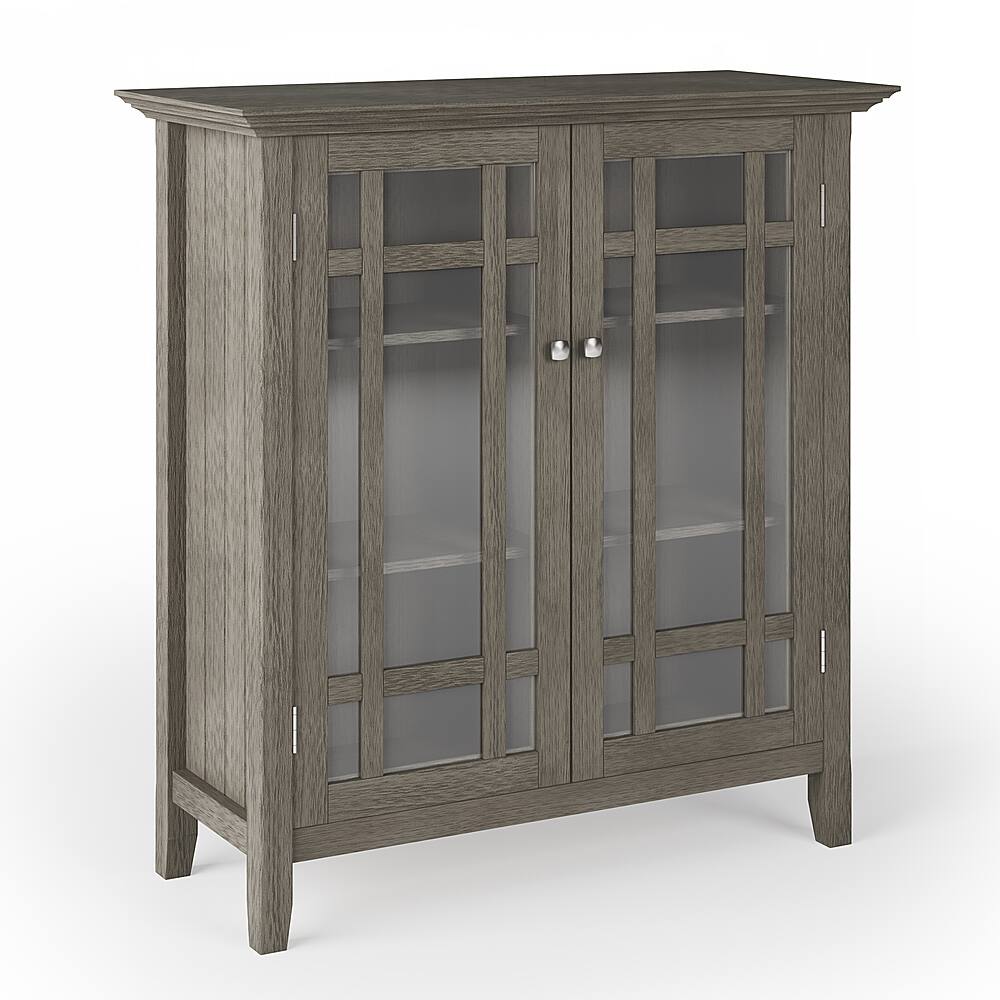 Angle. Simpli Home - Bedford SOLID WOOD 39 inch Wide Transitional Medium Storage Cabinet in Farmhouse Grey - Farmhouse Grey.