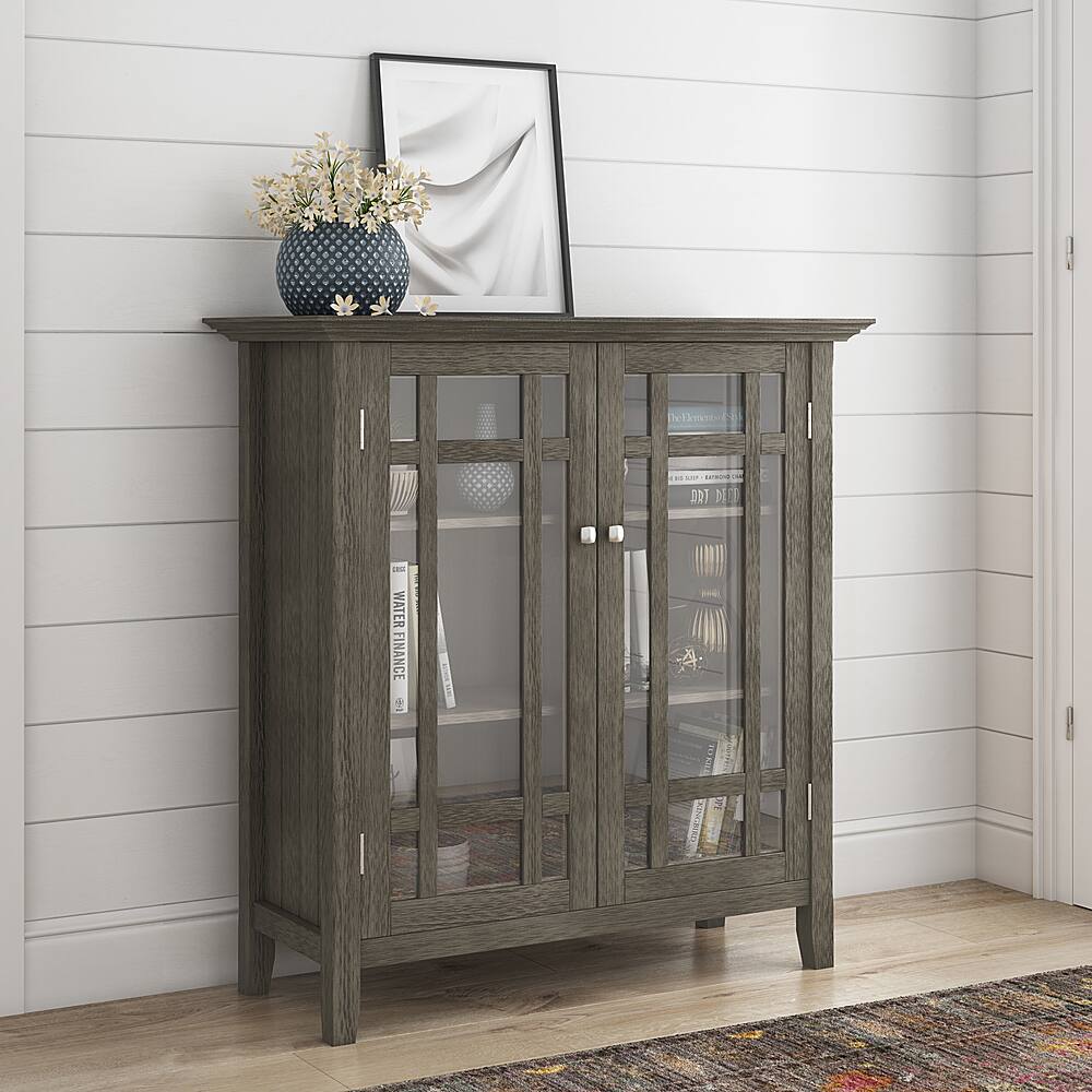 Alt View 11. Simpli Home - Bedford SOLID WOOD 39 inch Wide Transitional Medium Storage Cabinet in Farmhouse Grey - Farmhouse Grey.