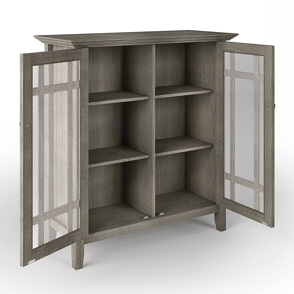 Left View: Simpli Home - Bedford SOLID WOOD 39 inch Wide Transitional Medium Storage Cabinet in - Farmhouse Grey