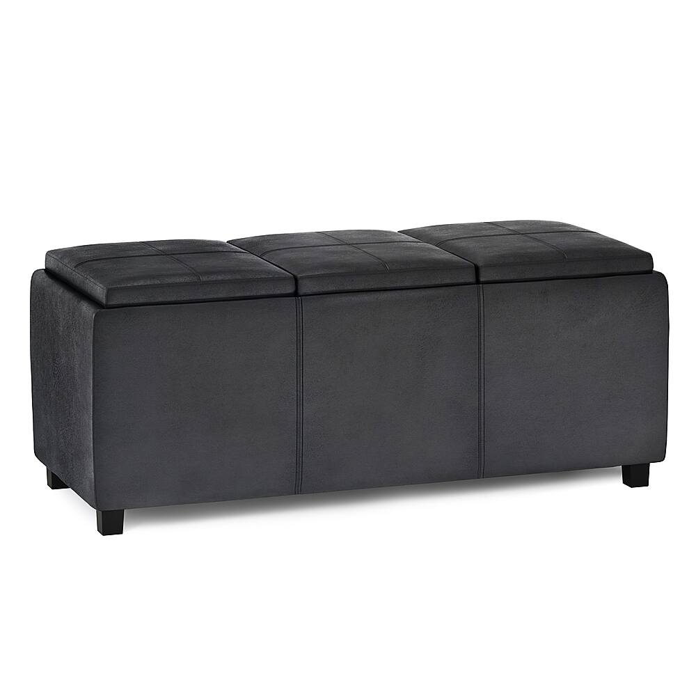 Angle View: Simpli Home - Avalon 42 inch Wide Contemporary Rectangle Storage Ottoman - Distressed Black