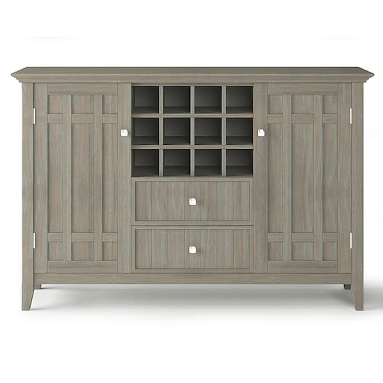Simpli Home Bedford Sideboard Buffet and Wine Rack Distressed