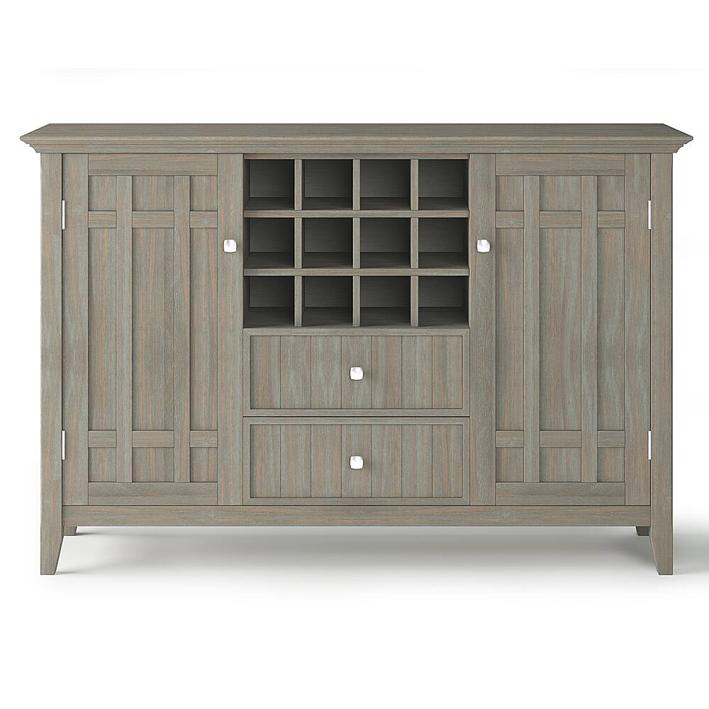 Simpli Home - Bedford Sideboard Buffet and Wine Rack - Distressed Grey