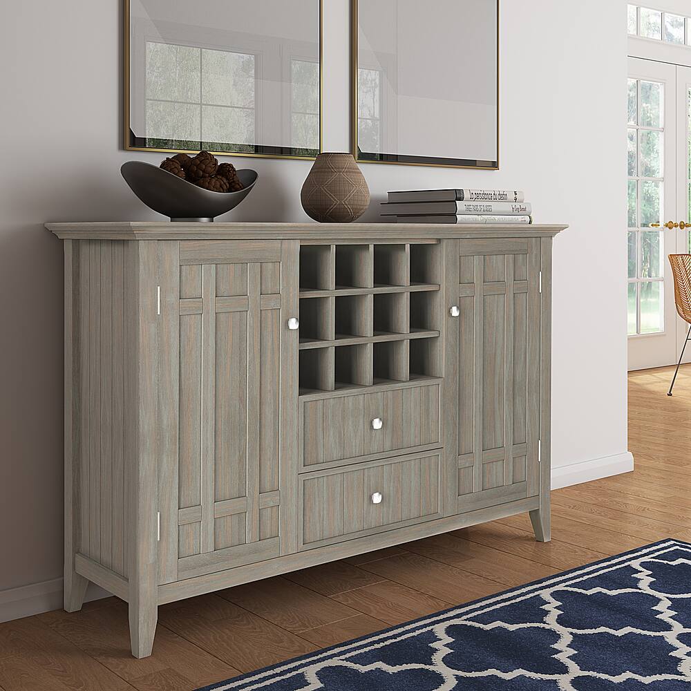 Alt View 11. Simpli Home - Bedford Sideboard Buffet and Wine Rack - Distressed Grey.
