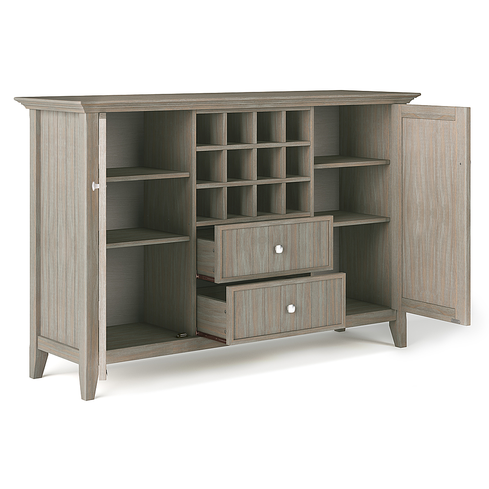 Left View: Simpli Home - Bedford Sideboard Buffet and Wine Rack - Distressed Grey