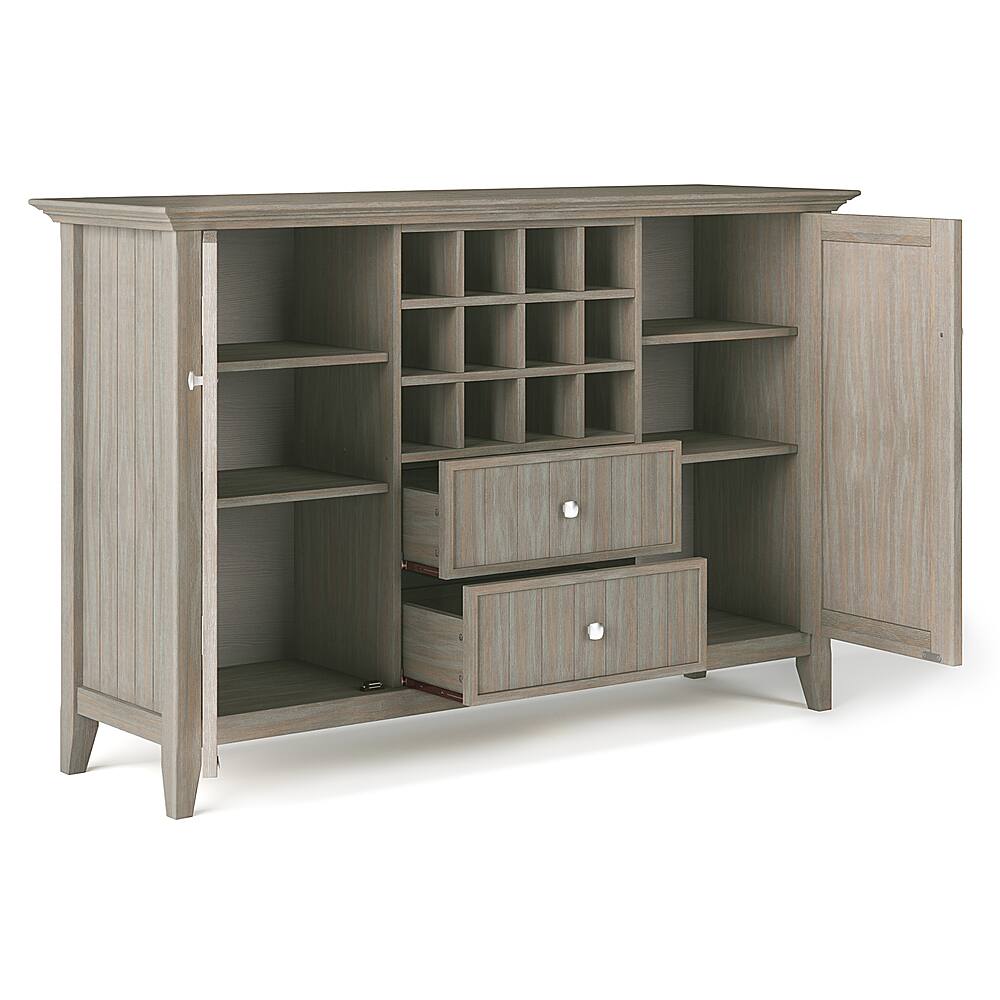 Left. Simpli Home - Bedford Sideboard Buffet and Wine Rack - Distressed Grey.
