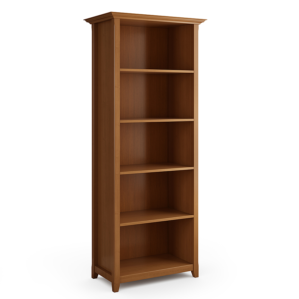 Angle View: Simpli Home - Amherst Solid Wood 70 inch x 30 inch Transitional 5 Shelf Bookcase - Light Golden Brown
