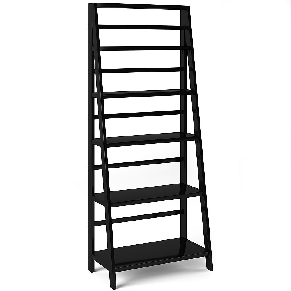 Angle View: Simpli Home - Acadian Solid Wood 72 inch x 30 inch Rustic Bookcase - Black