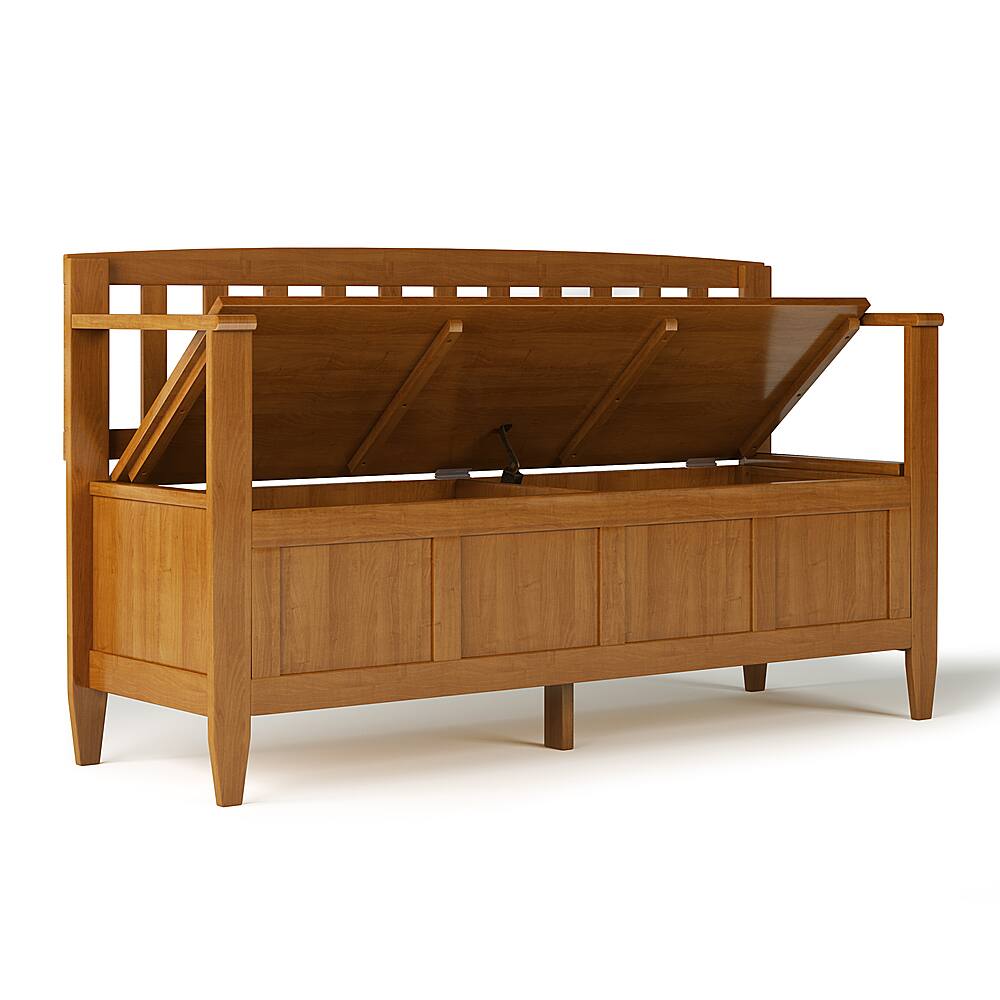 Left. Simpli Home - Brooklyn Entryway Storage Bench - Light Golden Brown.