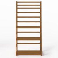 Simpli Home - Acadian Solid Wood 63 inch x 30 inch Rustic Ladder Shelf Bookcase - Light Golden Brown - Front_Zoom
