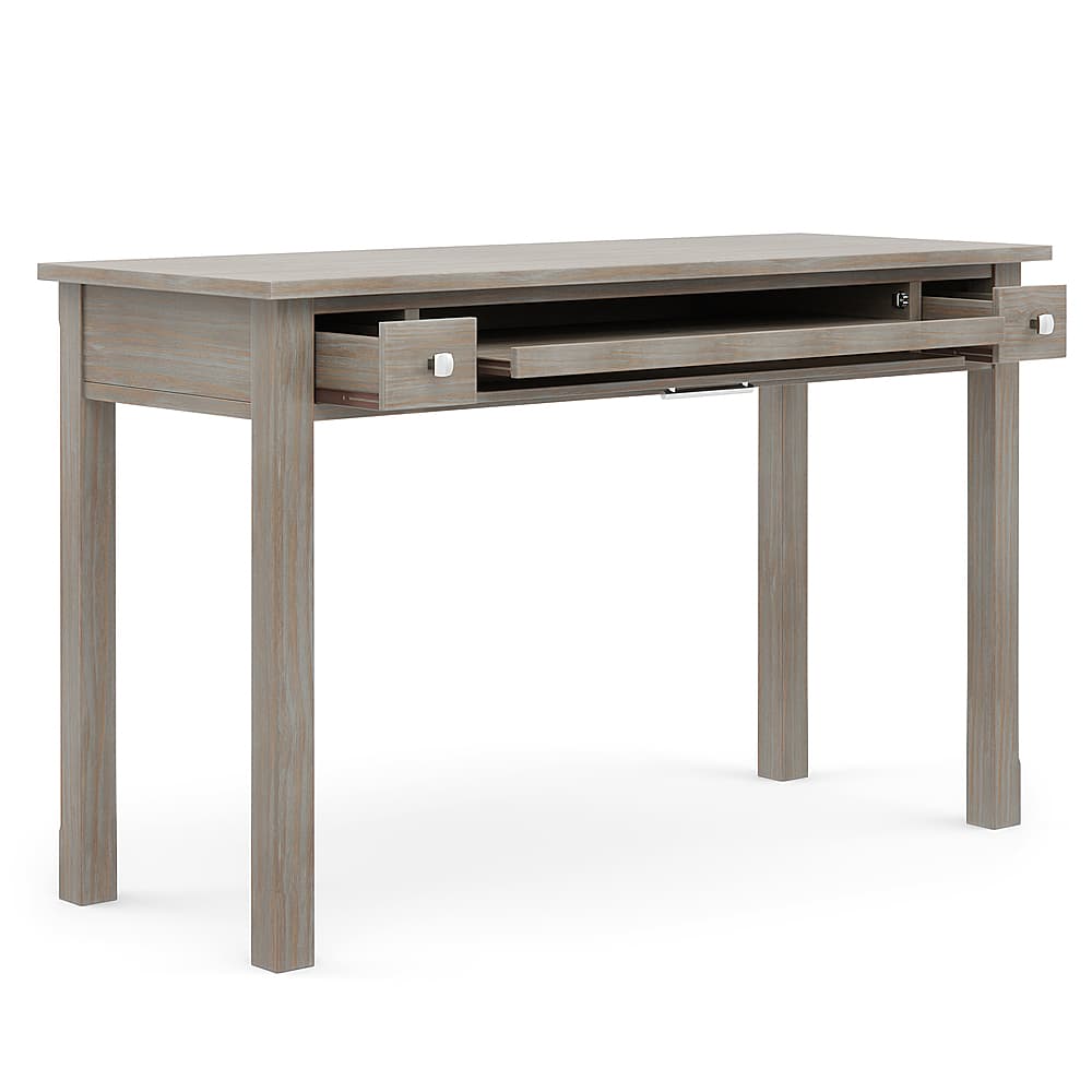 Left View: Simpli Home - Avalon Solid Wood Contemporary 47 inch Wide Writing Office Desk - Distressed Grey