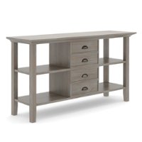 Simpli Home - Redmond SOLID WOOD 54 inch Wide Transitional Console Sofa Table in - Distressed Grey - Front_Zoom