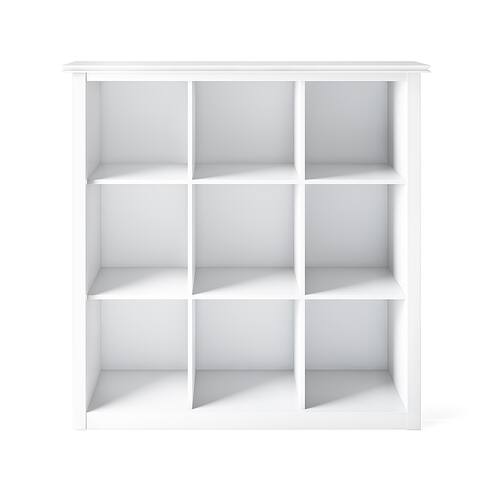 Simpli Home - Artisan Solid Wood 45 inch x 43 inch Contemporary 9 Cube Bookcase and Storage Unit - White