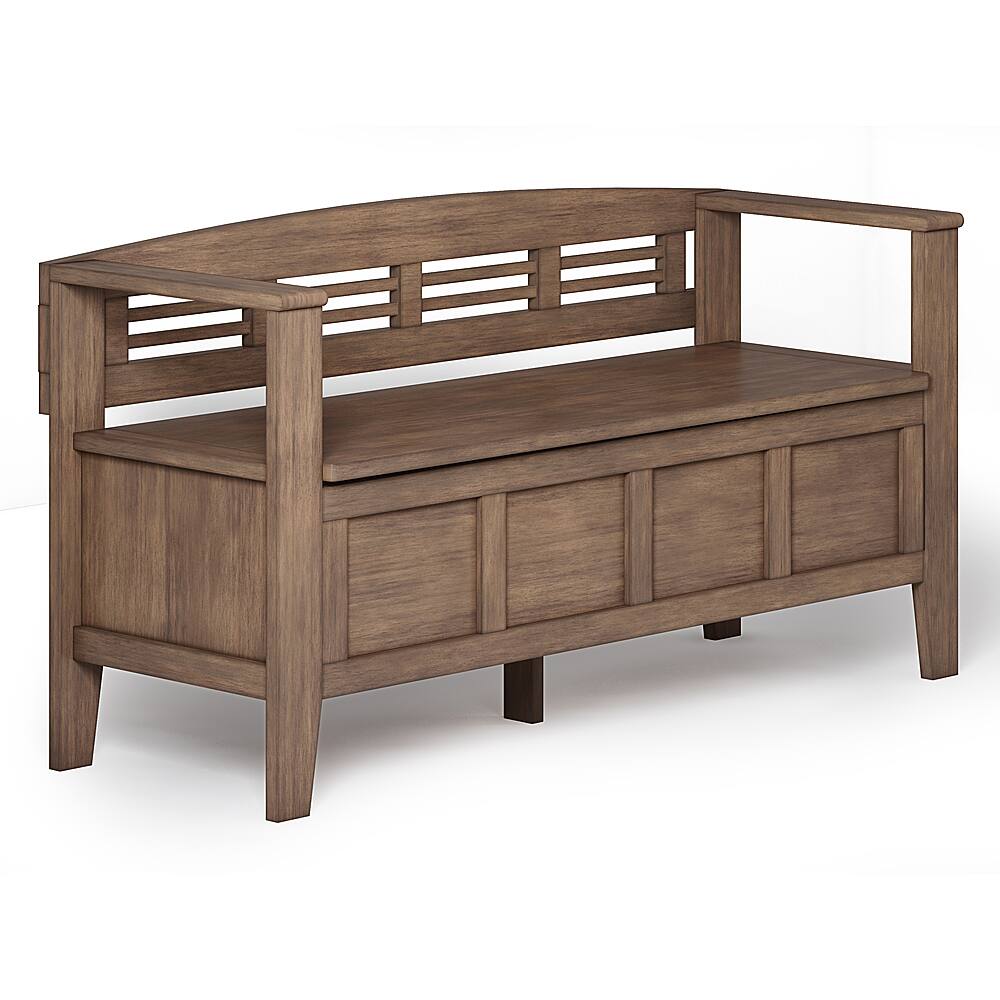 Angle View: Simpli Home - Adams SOLID WOOD 48 inch Wide Contemporary Entryway Storage Bench in - Rustic Natural Aged Brown