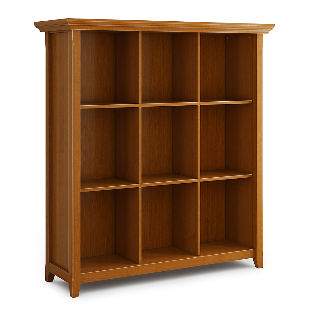 Angle View: Simpli Home - Acadian Solid Wood 48 inch x 44 inch Rustic 9 Cube Bookcase and Storage Unit - Light Golden Brown