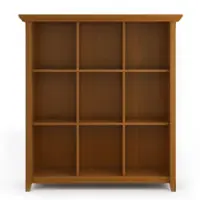 Simpli Home - Acadian Solid Wood 48 inch x 44 inch Rustic 9 Cube Bookcase and Storage Unit - Light Golden Brown - Front_Zoom