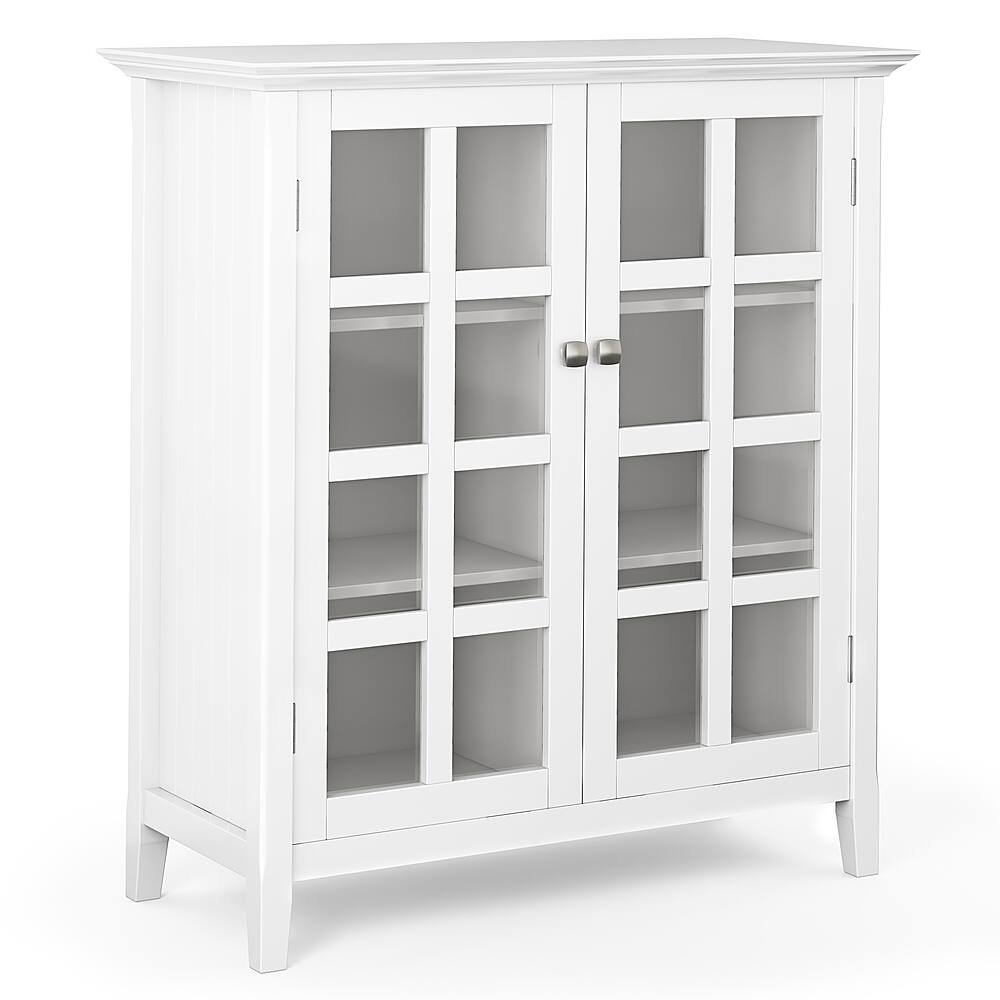 Angle. Simpli Home - Acadian 39 inch Wide Solid Wood Transitional Storage Cabinet - White.