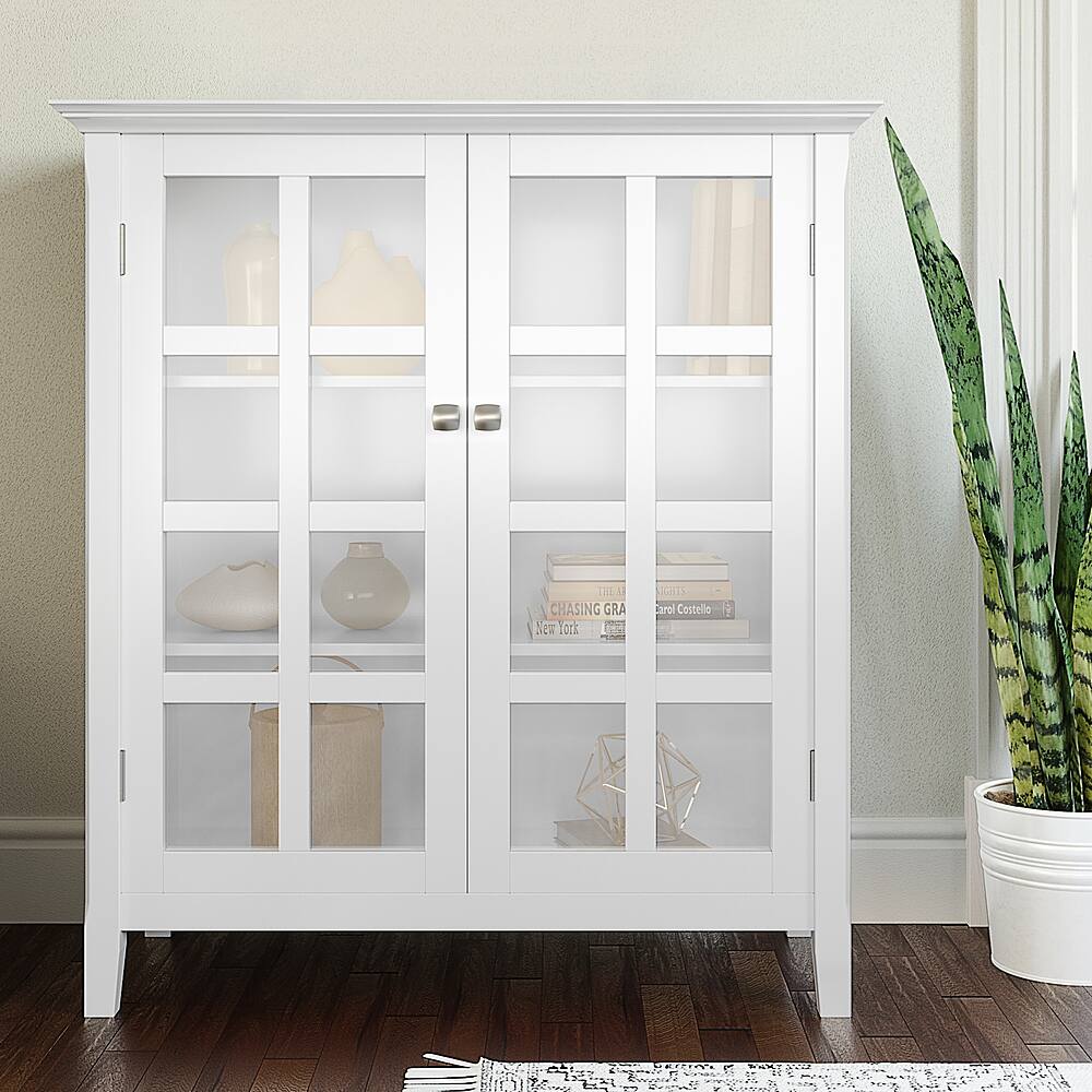 Alt View 11. Simpli Home - Acadian 39 inch Wide Solid Wood Transitional Storage Cabinet - White.