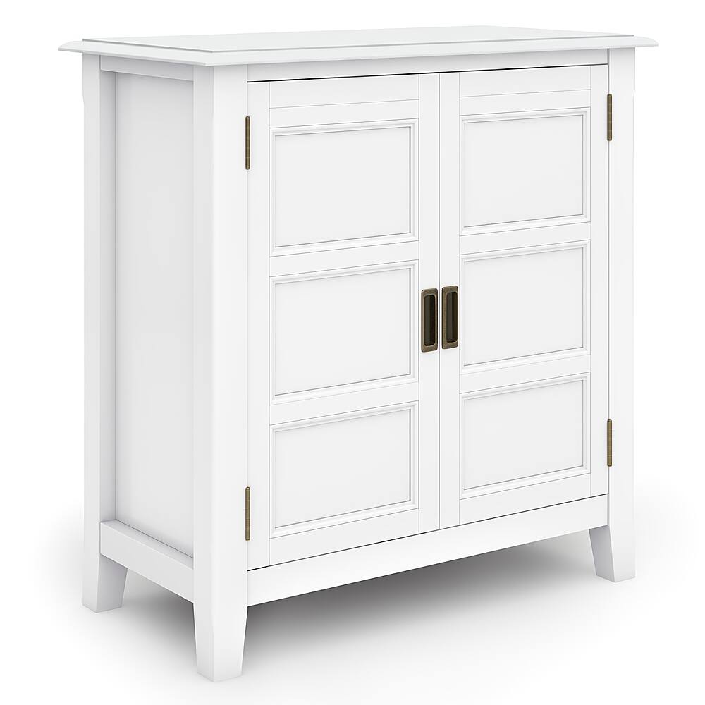 Angle. Simpli Home - Burlington SOLID WOOD 30 inch Wide Transitional Low Storage Cabinet in White - White.