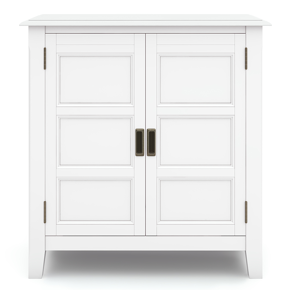 Wide Transitional Low Storage Cabinet, Solid Wood Storage Cabinet With Doors