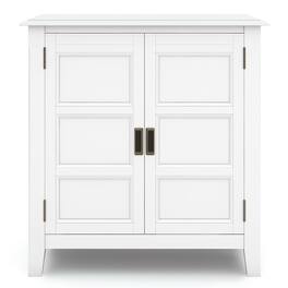 Simpli Home - Burlington SOLID WOOD 30 inch Wide Transitional Low Storage Cabinet - White