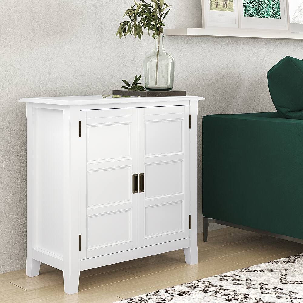 Alt View 11. Simpli Home - Burlington SOLID WOOD 30 inch Wide Transitional Low Storage Cabinet in White - White.
