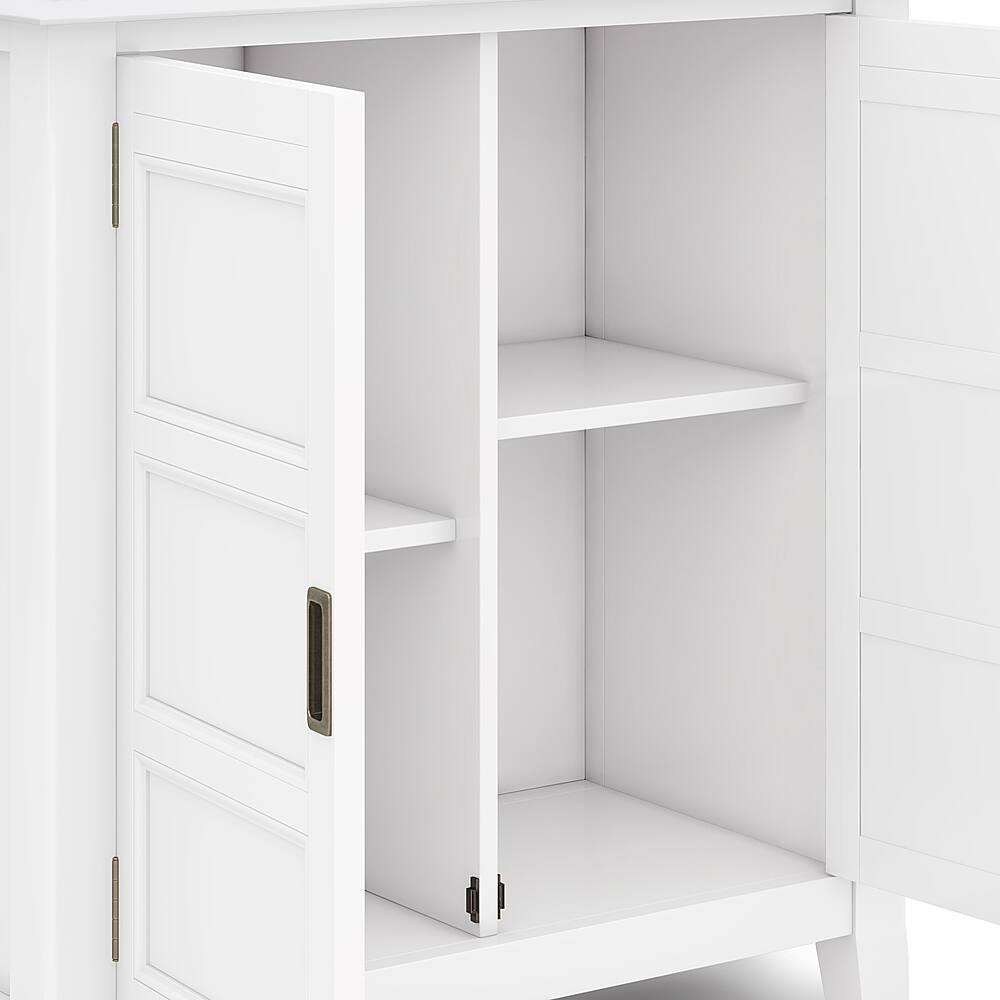 Alt View 14. Simpli Home - Burlington SOLID WOOD 30 inch Wide Transitional Low Storage Cabinet in White - White.
