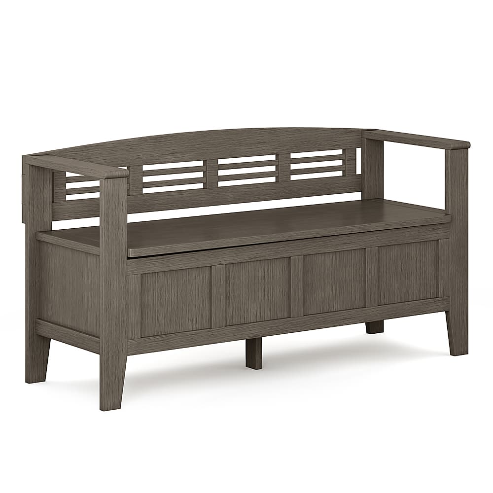 Angle View: Simpli Home - Adams SOLID WOOD 48 inch Wide Contemporary Entryway Storage Bench in - Farmhouse Grey