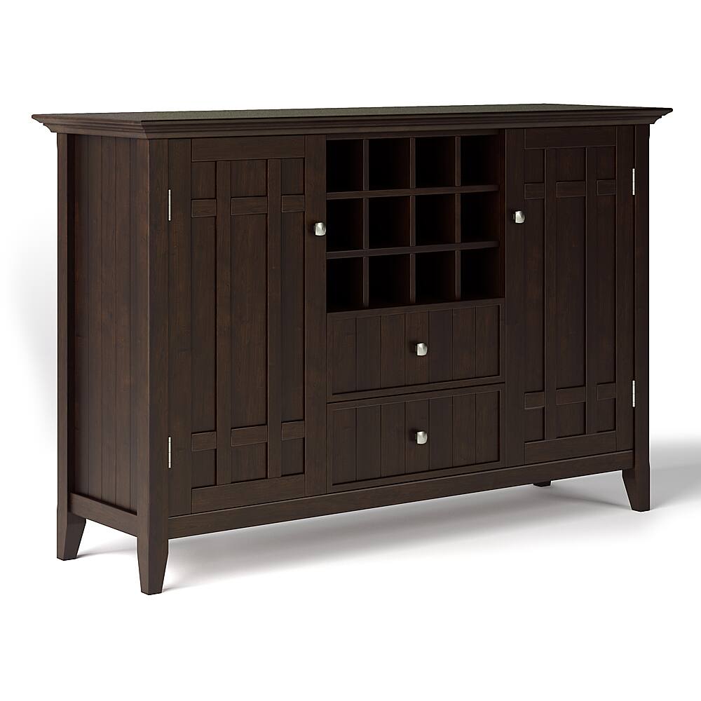 Angle. Simpli Home - Bedford Sideboard Buffet and Wine Rack - Dark Chestnut Brown.
