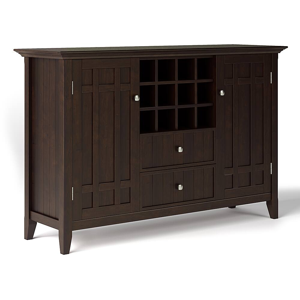 Angle View: Simpli Home - Bedford Sideboard Buffet and Wine Rack - Dark Chestnut Brown