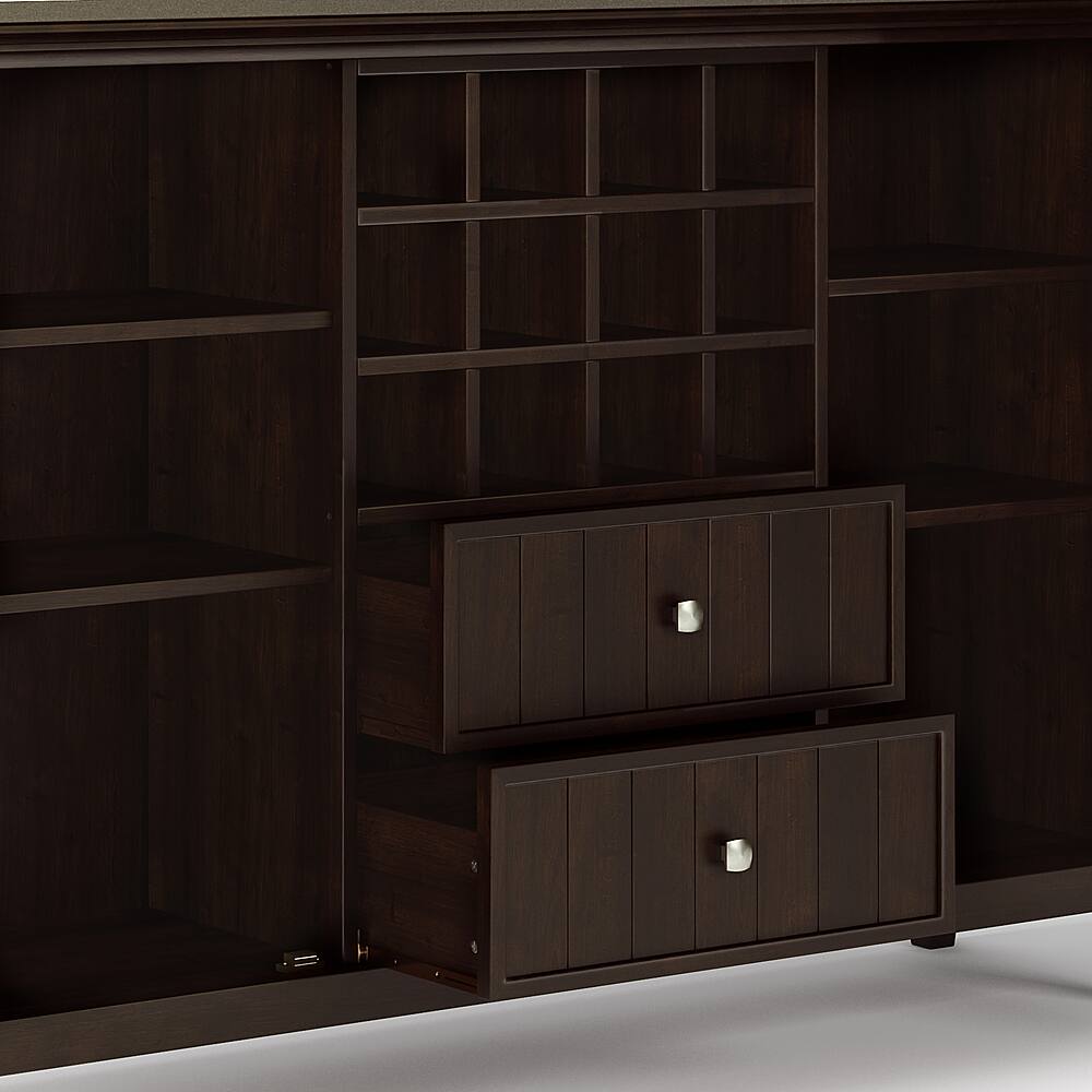 Alt View 14. Simpli Home - Bedford Sideboard Buffet and Wine Rack - Dark Chestnut Brown.