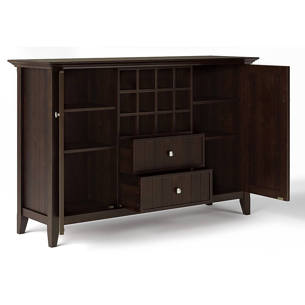 Left. Simpli Home - Bedford Sideboard Buffet and Wine Rack - Dark Chestnut Brown.
