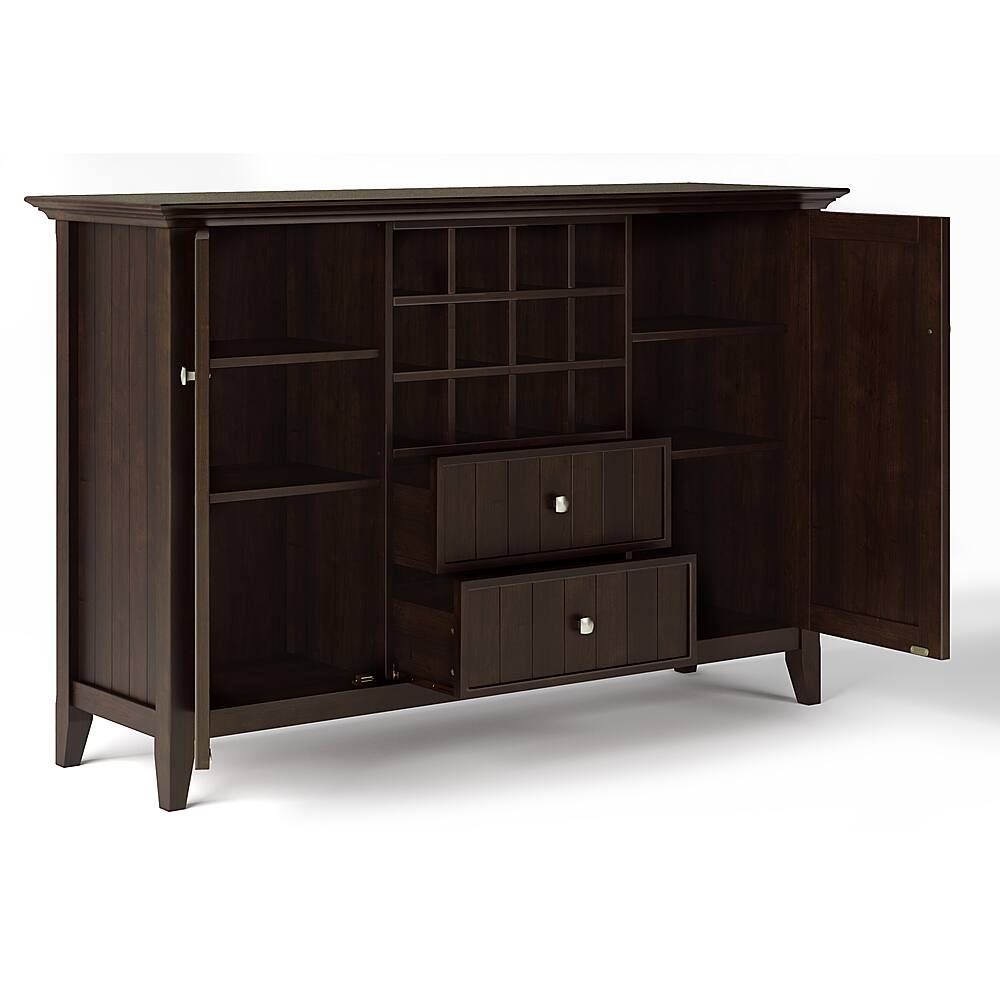 Left View: Simpli Home - Bedford Sideboard Buffet and Wine Rack - Dark Chestnut Brown