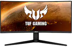Front. ASUS - TUF Gaming 34"LCD Curved WQHD FreeSync Monitor (2 x HDMI 2.0 Input, 2 x DisplayPort 1.4 Input, 1 x USB Type-B Input) - Black.