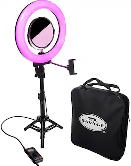 Savage Universal - 12" RGB Tabletop Ring Light with Stand, Mirror, Phone Holder and Carry Bag - Black