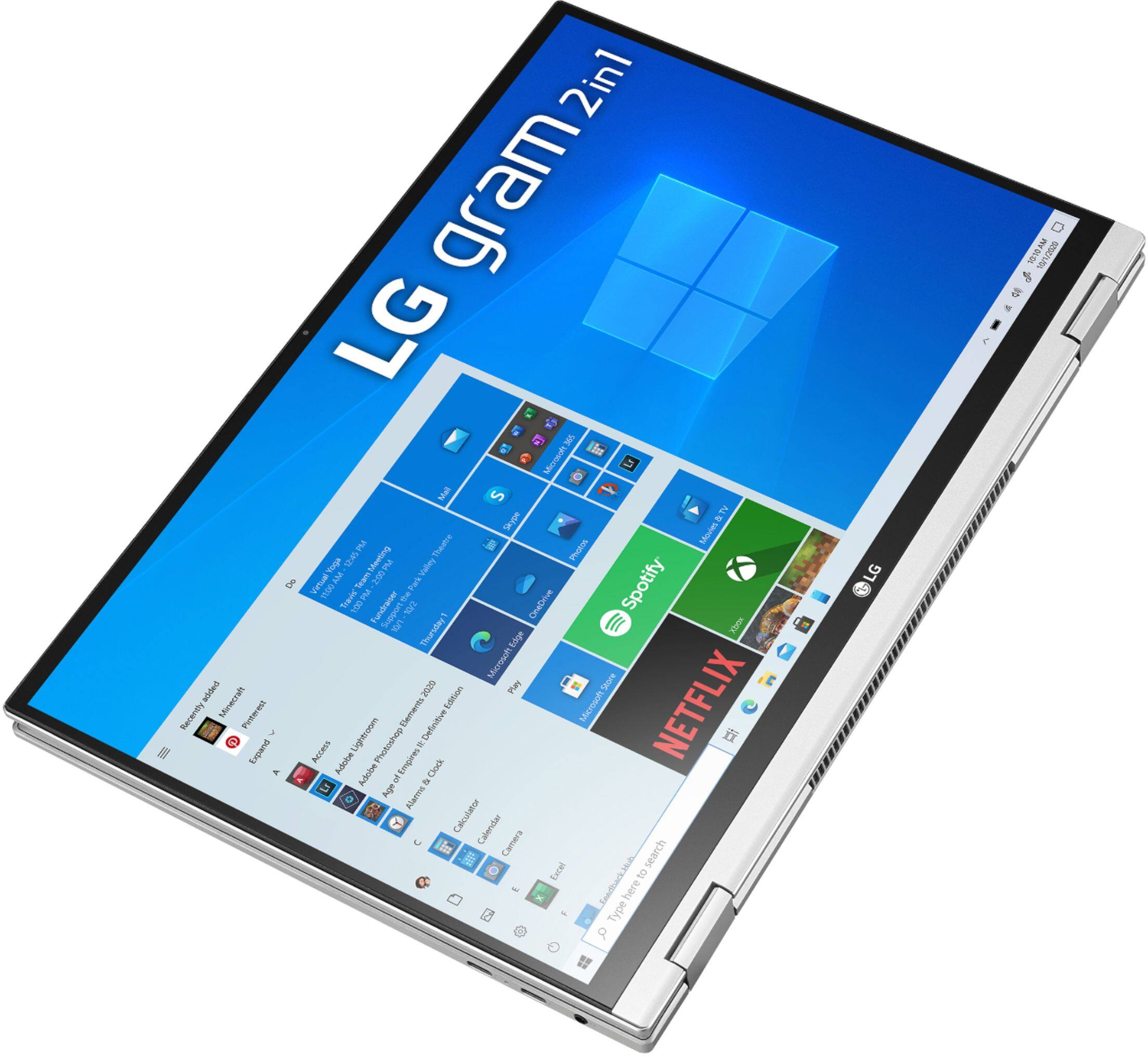 Alt View 14. LG - gram 2-in-1 16” WQXGA Laptop – Intel Evo Platform Core i7 – 16GB RAM – 2TB NVMe Solid State Drive.