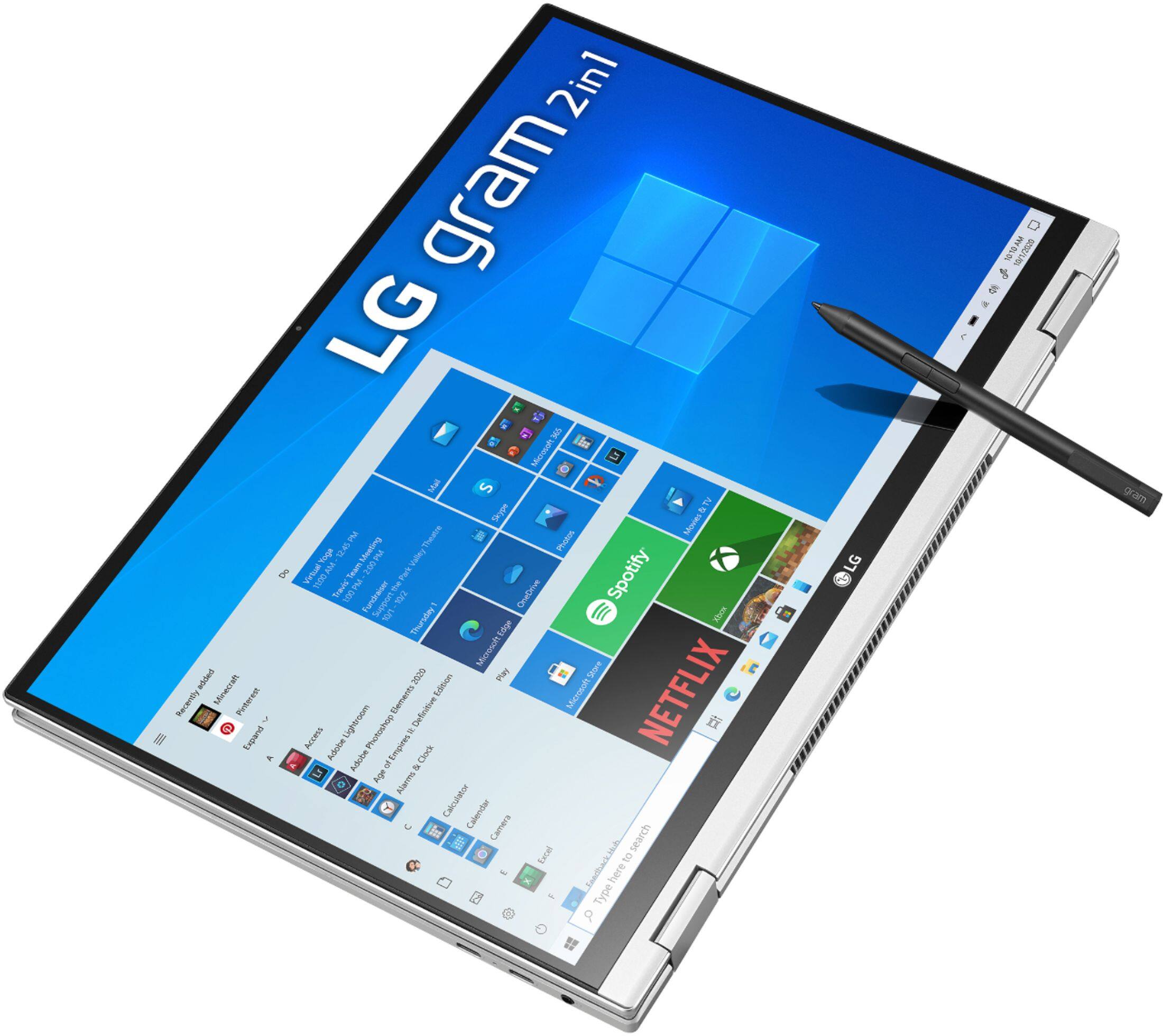 Alt View 15. LG - gram 2-in-1 16” WQXGA Laptop – Intel Evo Platform Core i7 – 16GB RAM – 2TB NVMe Solid State Drive.