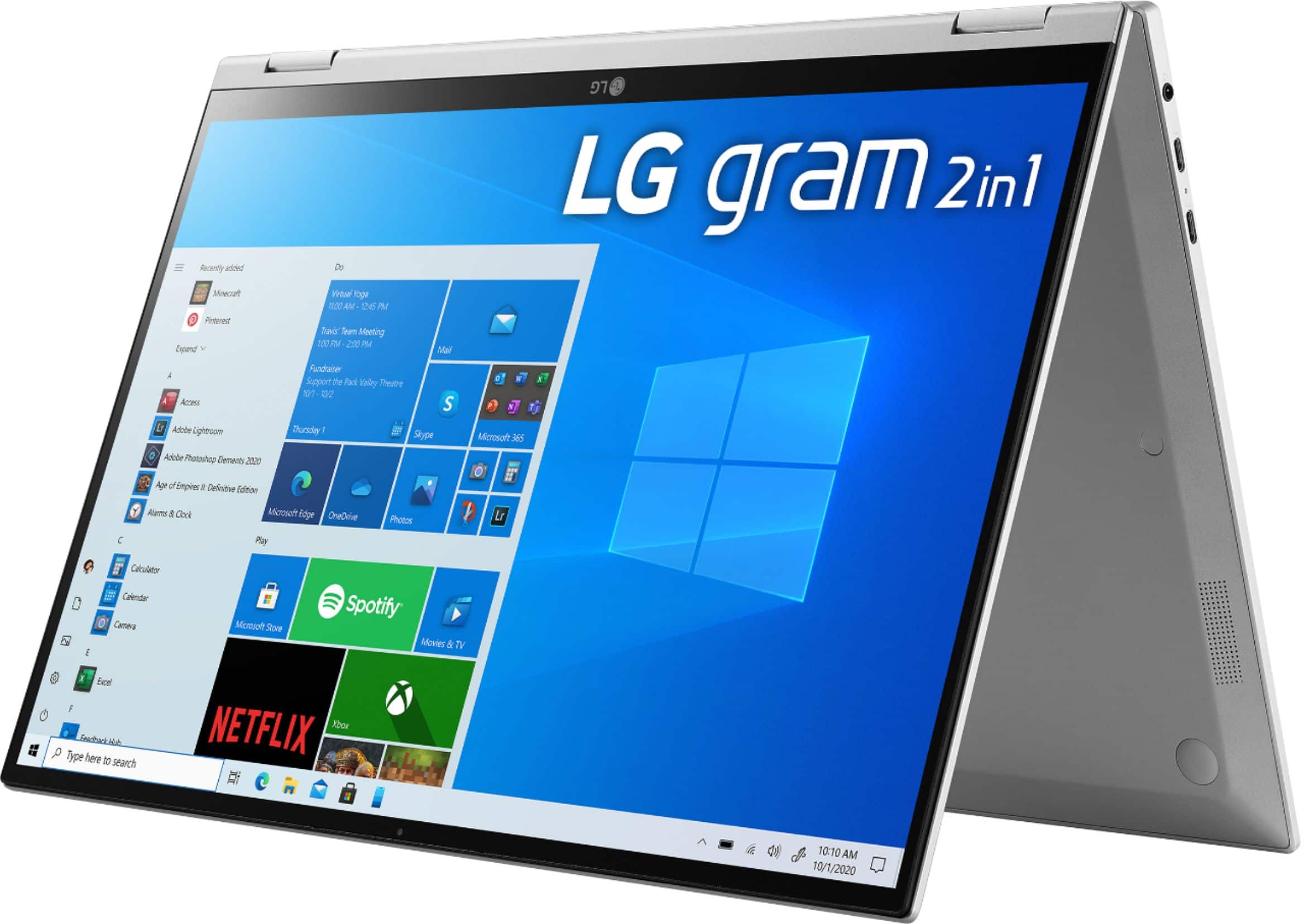 Alt View 20. LG - gram 2-in-1 16” WQXGA Laptop – Intel Evo Platform Core i7 – 16GB RAM – 2TB NVMe Solid State Drive.