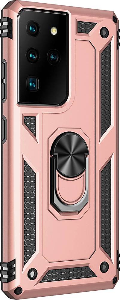 Angle View: SaharaCase - Military Kickstand Series Case for Samsung Galaxy S21 Ultra 5G - Rose Gold