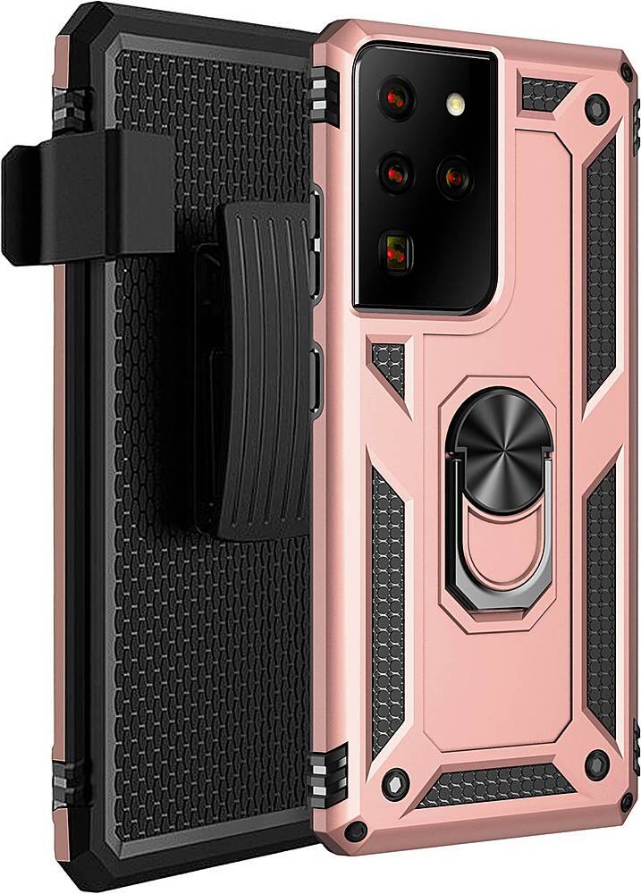 Alt View 13. SaharaCase - Military Kickstand Series Case for Samsung Galaxy S21 Ultra 5G - Rose Gold.