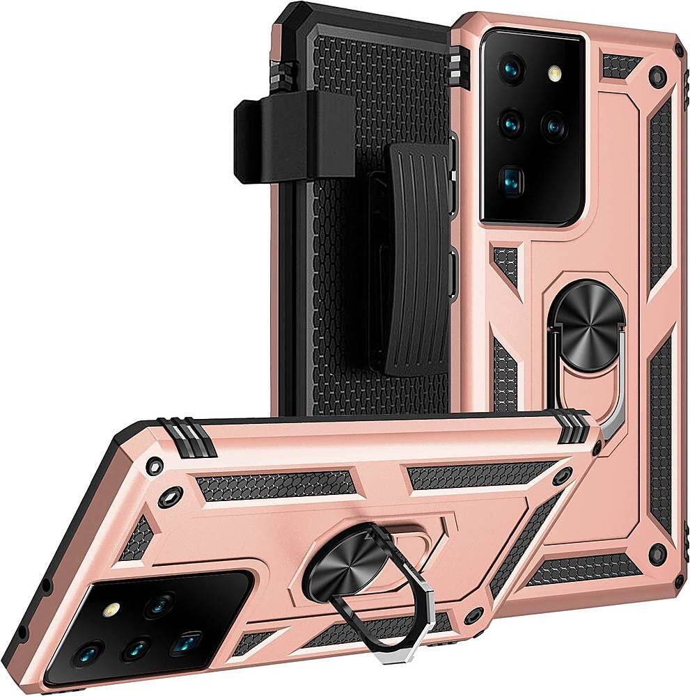 Alt View 14. SaharaCase - Military Kickstand Series Case for Samsung Galaxy S21 Ultra 5G - Rose Gold.