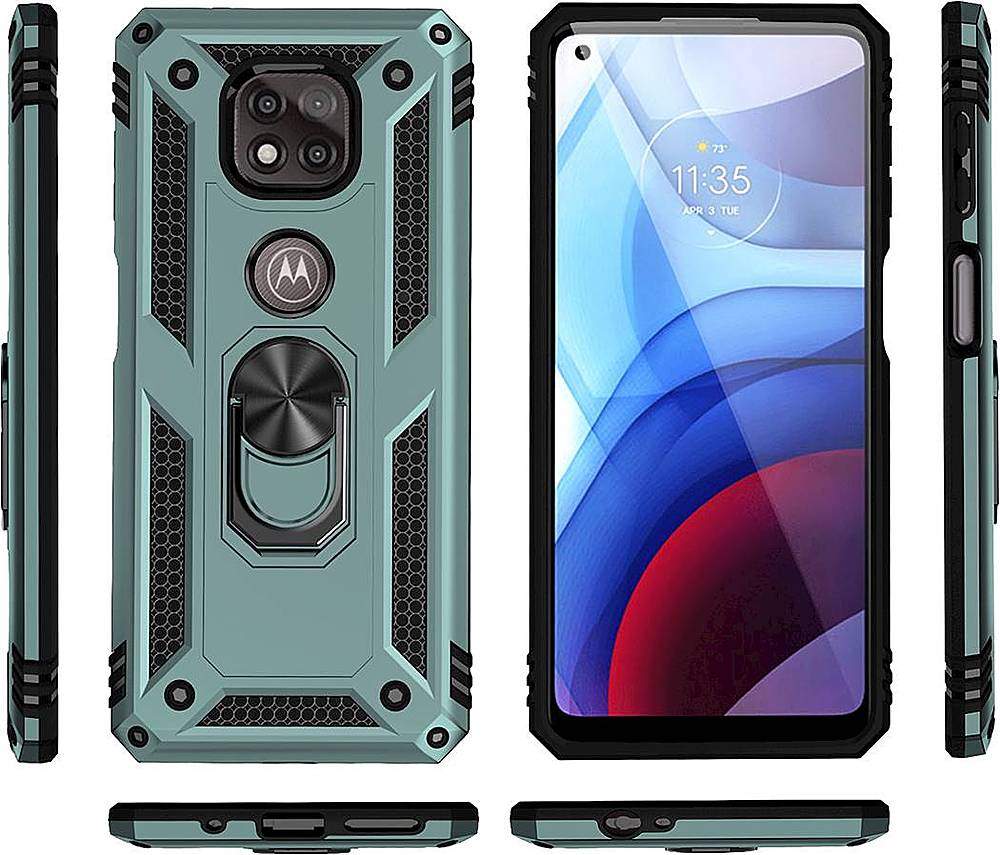Alt View 13. SaharaCase - Military Kickstand Series Carrying Case for Motorola Moto G Power (9th Gen) 2021 - Pine Green.