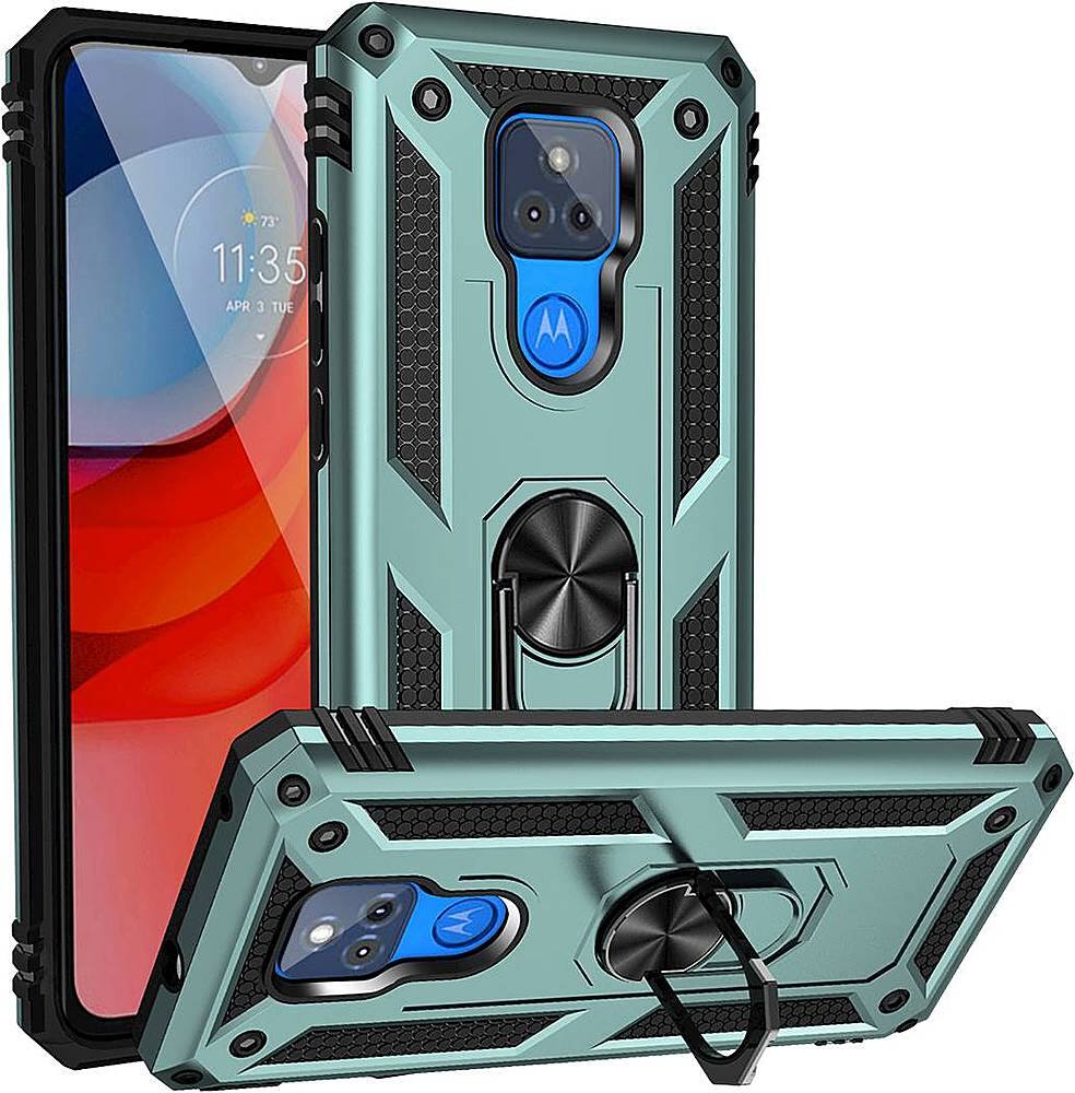 Alt View 12. SaharaCase - Military Kickstand Series Carrying Case for Motorola Moto G Play (9th Gen) 2021 - Pine Green.