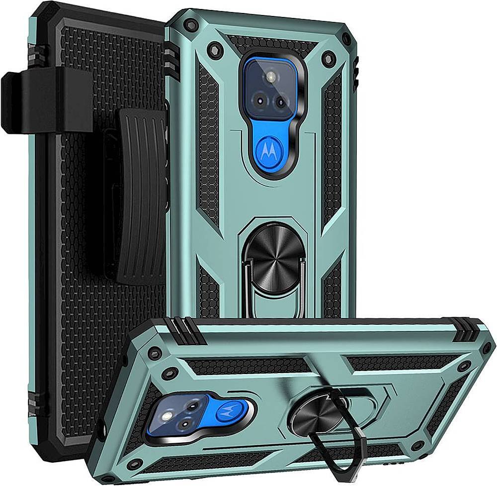 Alt View 13. SaharaCase - Military Kickstand Series Carrying Case for Motorola Moto G Play (9th Gen) 2021 - Pine Green.