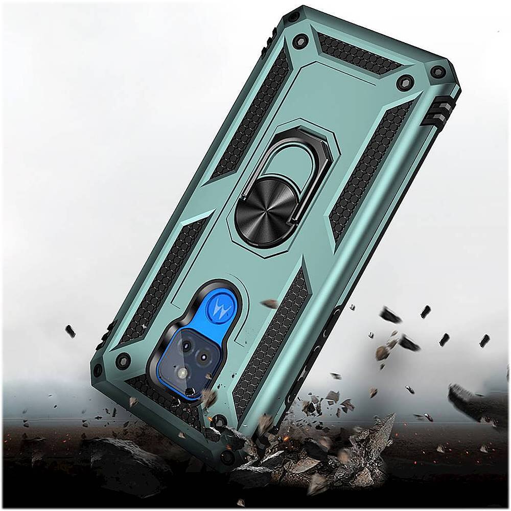 Alt View 16. SaharaCase - Military Kickstand Series Carrying Case for Motorola Moto G Play (9th Gen) 2021 - Pine Green.