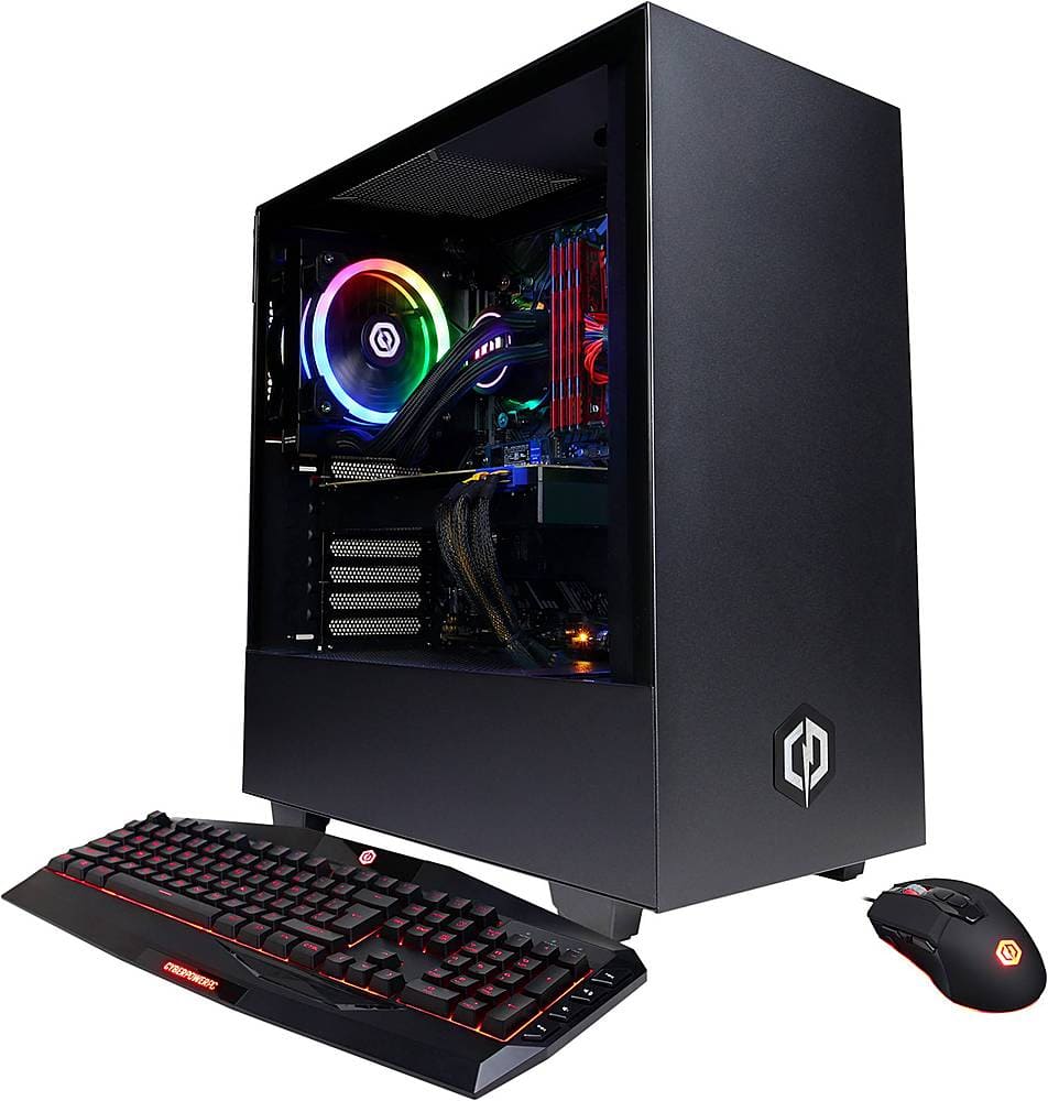 Angle View: CyberPowerPC - Gamer Supreme Gaming Desktop - Intel Core i9-10850K - 16GB Memory - NVIDIA GeForce RTX 3090 - 1TB SSD - Black