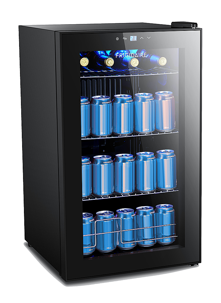 Angle View: Frigidaire Beverage Center Refrigerator, Fits 101 Cans or 24 Bottles EFMIS2438, Black