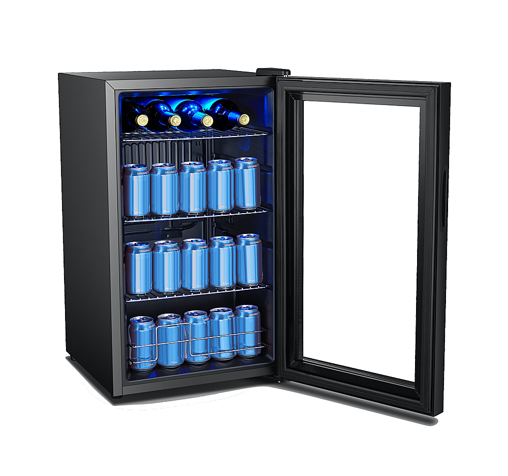 Left View: Frigidaire Beverage Center Refrigerator, Fits 101 Cans or 24 Bottles EFMIS2438, Black