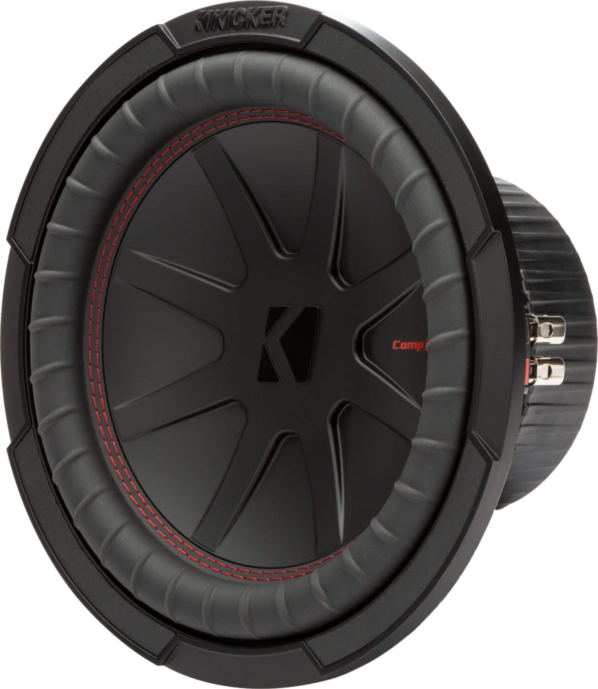 Left. KICKER - CompR 10" Dual-Voice-Coil 2-Ohm Subwoofer - Black.