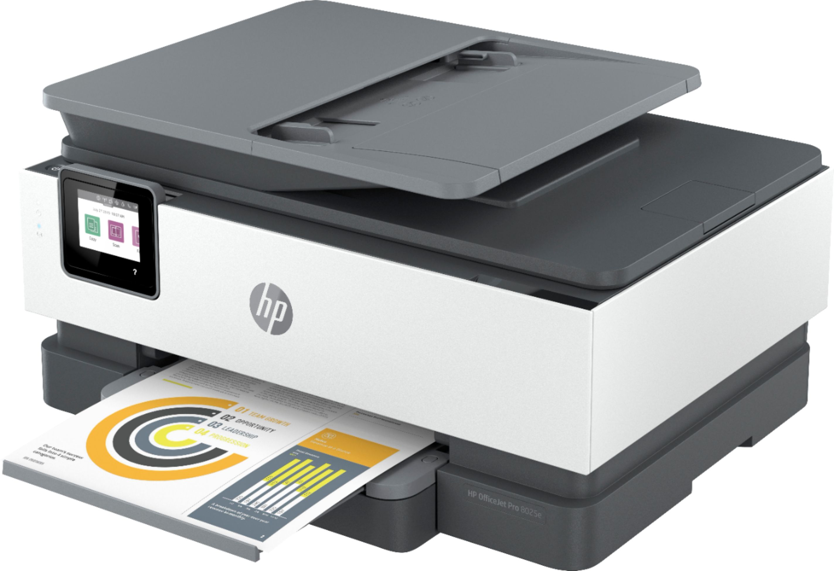 Angle View: HP - OfficeJet Pro 8025e Wireless All-In-One Inkjet Printer with 6 months of Instant Ink Included with HP+ - White